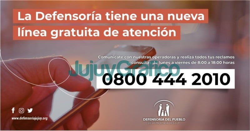 Linea gratuita Defensor del Pueblo de Jujuy 08004442010