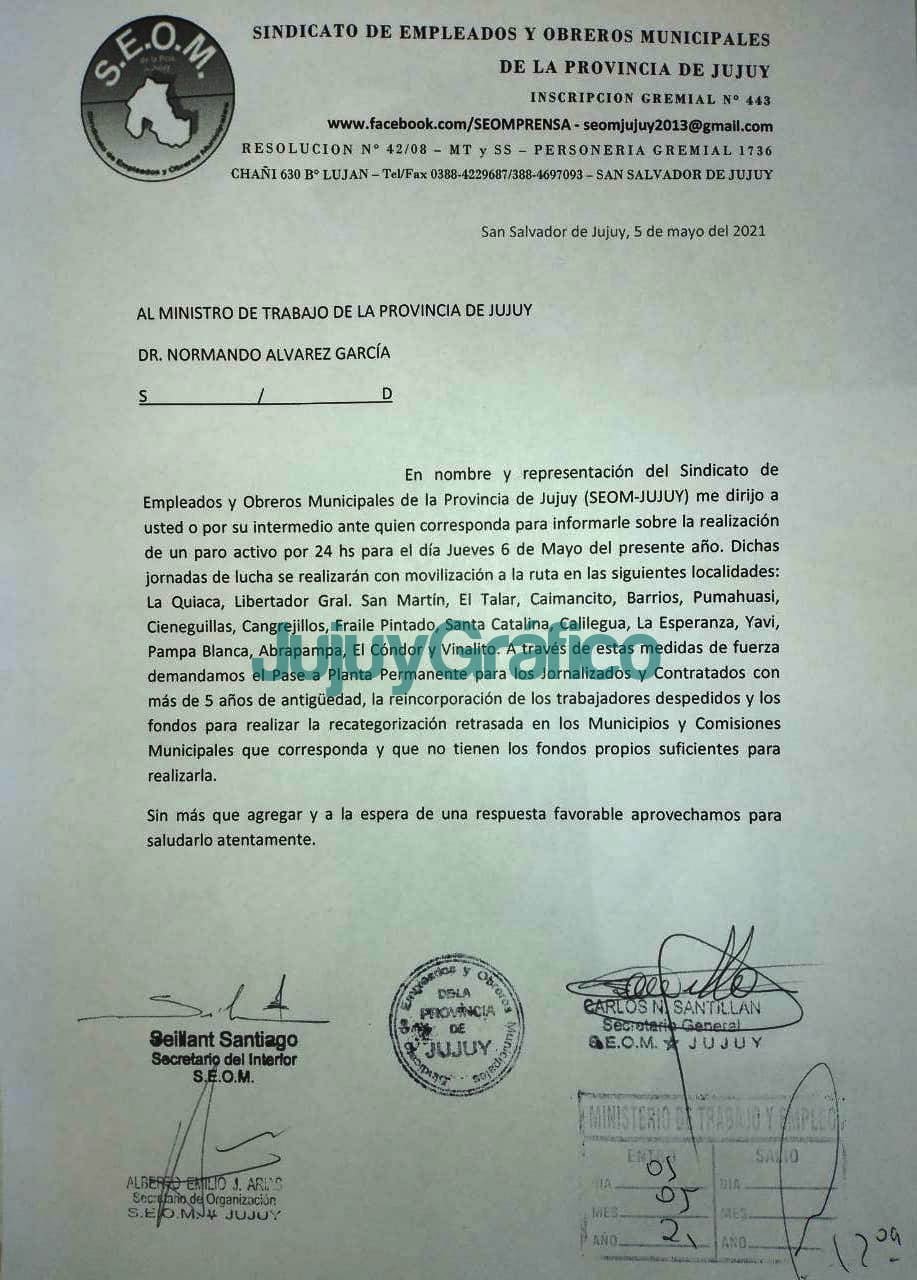 Condenan a tareas comunitarias a Carlos "Perro" Santillán 2 Paro SEOM Jujuy 6 de mayo