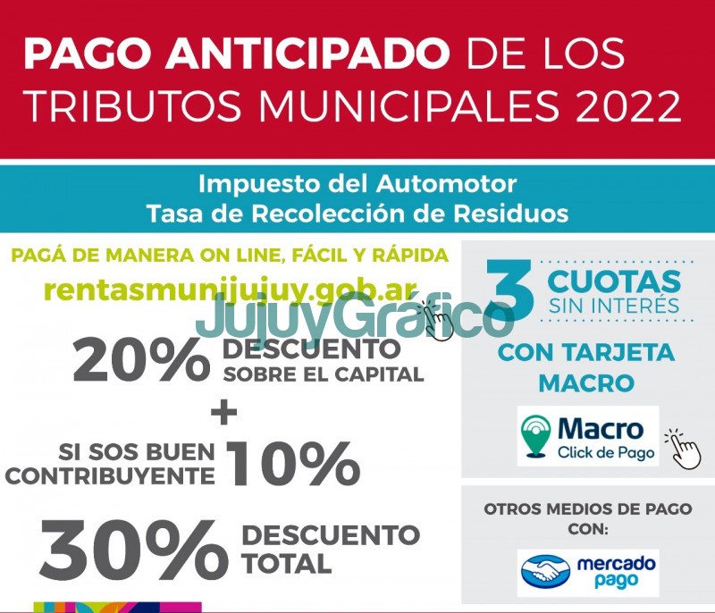 Mayores descuentos por pago anticipado de los Tributos Municipales 2