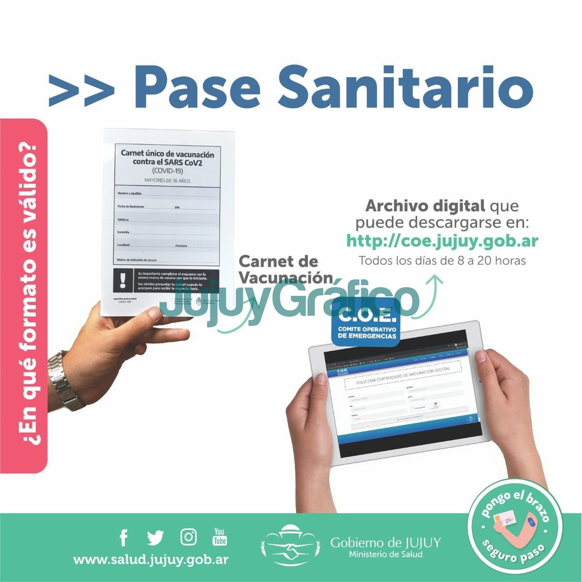 "Pase sanitario" para disfrutar de las actividades del verano 3 Pase Sanitario Jujuy 2
