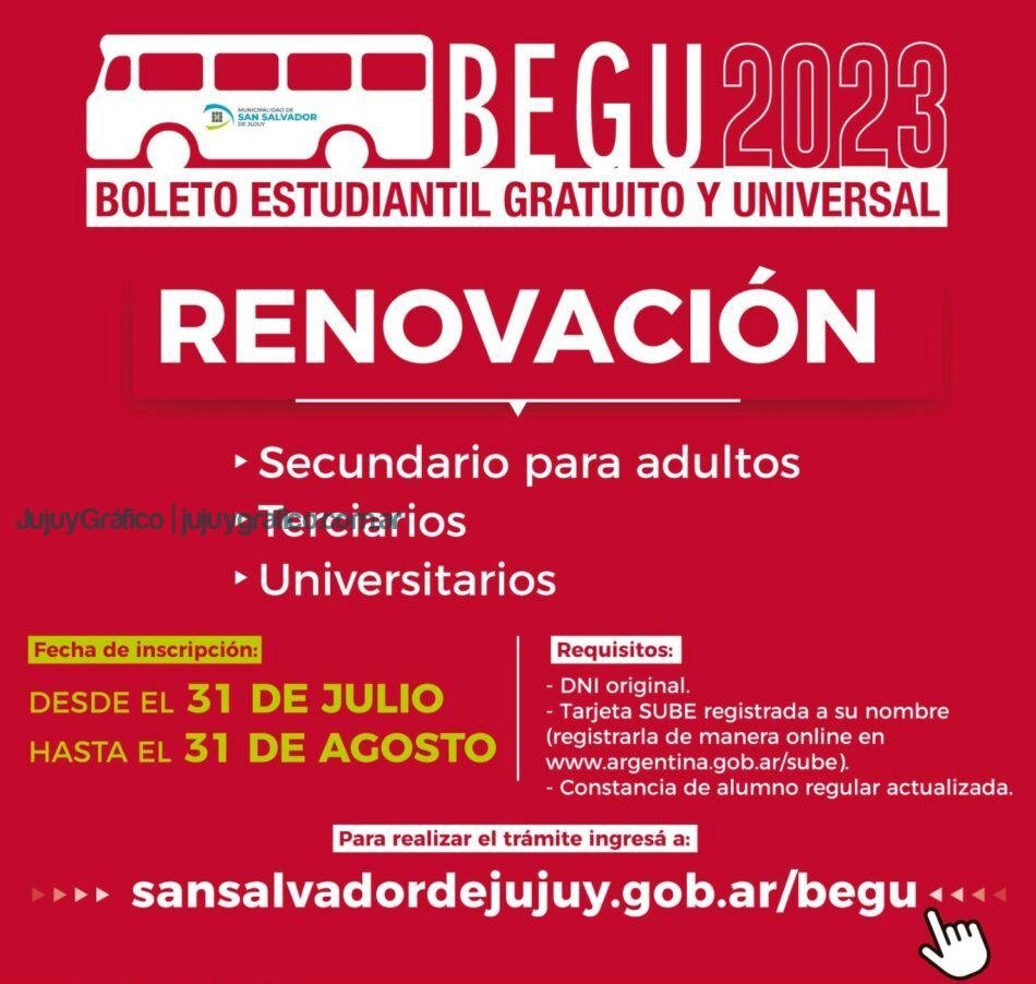 Renovación para el Boleto Estudiantil Gratuito y Universal BEGU Renovación para el Boleto Estudiantil Gratuito y Universal BEGU