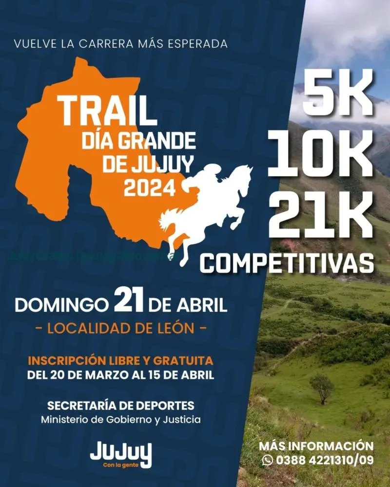 Abiertas las Inscripciones para el Trail Día Grande de Jujuy 2024 en León 1 Abiertas las Inscripciones para el Trail Día Grande de Jujuy 2024 en León 1