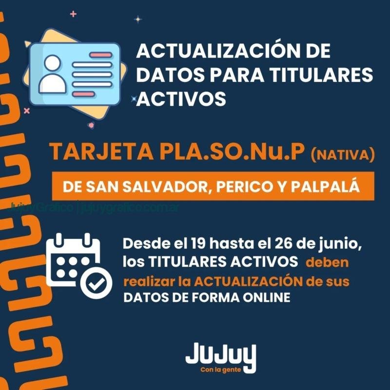 Actualización de Datos para Titulares Activos de la Tarjeta PlaSoNUP (Nativa) 1
