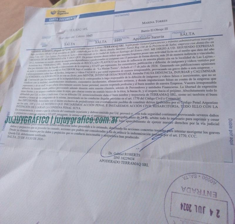 Denuncian en Salta malas condiciones laborales y medioambientales en Terramaq SRL, empresa de la mujer de Carlos Sadir 1