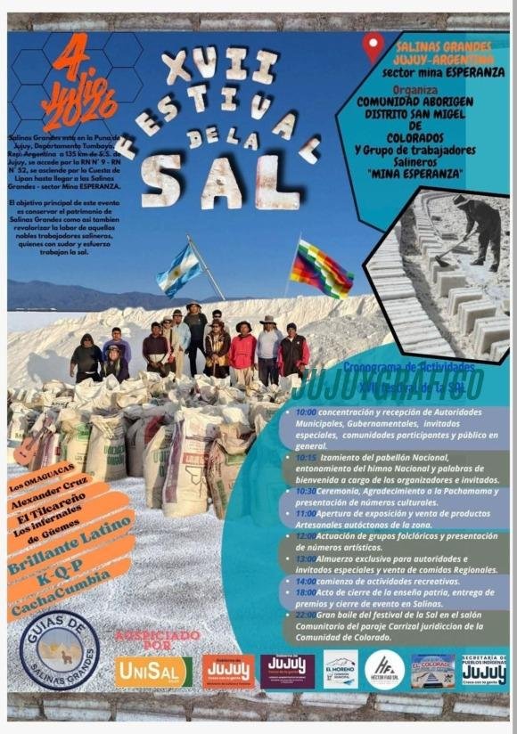 Festival de la Sal Jujuy 2026, 17 ediciones de historia kolla en las Salinas Grandes 1Festival de la Sal Jujuy 2026 Salinas Grandes comunidad kolla San Miguel de Colorado Tumbaya