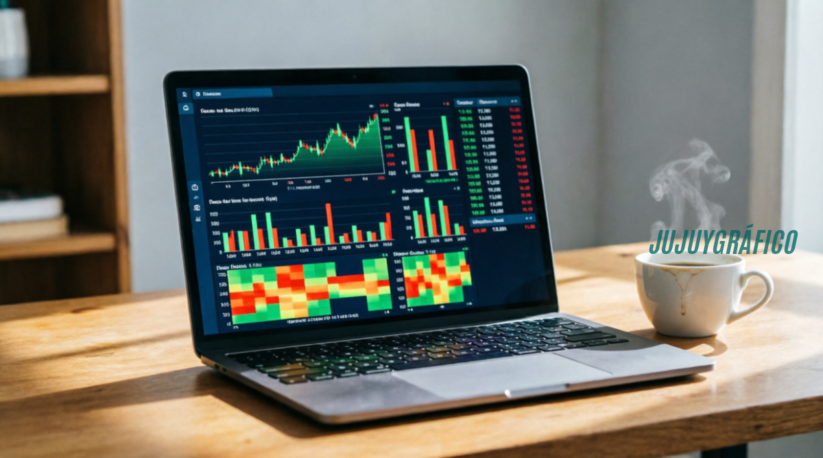 Historial de apuestas en tiempo real: cómo leer tus datos en Pinco Kazino 1 Fotografía editorial de la pantalla de un portátil mostrando un panel de análisis de apuestas en tiempo real con gráficos de datos en vivo, balances de ganancias y pérdidas, e historial de transacciones sobre un escritorio de madera con una taza de café, bajo iluminación ambiental natural. Historial de apuestas en tiempo real, cómo leer tus datos en Pinco Kazino 2