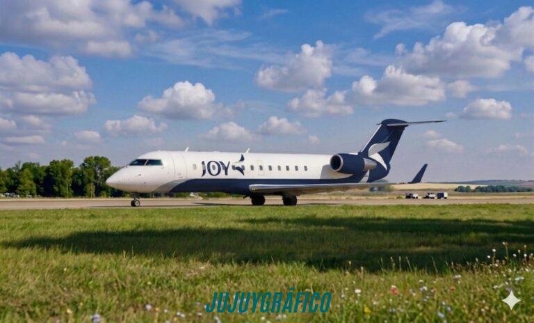 avión Bombardier CRJ-200 JOY Airline Jujuy en pista del Aeropuerto Gobernador Horacio Guzmán Joy lanza vuelos de cabotaje desde Jujuy a Buenos Aires y Córdoba en julio 6 JOY Airline Jujuy, Confirmado el debut con 12 vuelos semanales y clave rol provincial en la conectividad