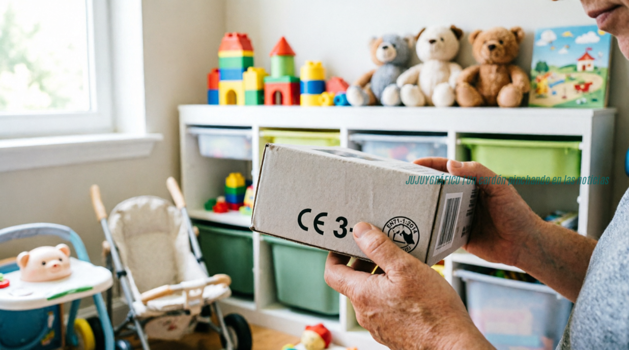 juguetes para niños de calidad y seguros para regalar en 2026 3 juguetes para niños de calidad y seguros para regalar en 2026 3
Manos de adulto examinando caja de juguete infantil verificando certificación de seguridad CE y etiqueta de edad recomendada 3+, con estantería organizada de juguetes coloridos y osos de peluche en el fondo, representando selección responsable y verificación de estándares de seguridad antes de comprar juguetes para niños.