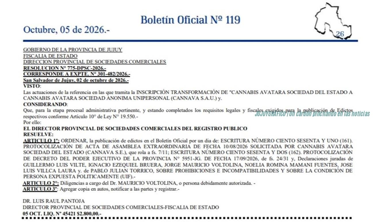 Cannava SAU Jujuy BO1191 2